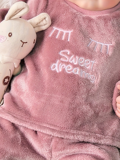 Ensemble Hiver Confortable et Polyvalent pour Filles : Haut à Col Rond Doux avec Imprimé Lettres + Pantalon Élastique, Vêtements Tendance, Idéal pour l'Extérieur