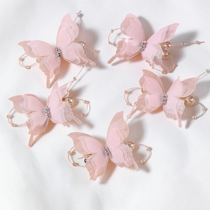 Barrettes papillon roses en polyester avec perles, ensemble d'accessoires pour cheveux Le Cocon d'Or