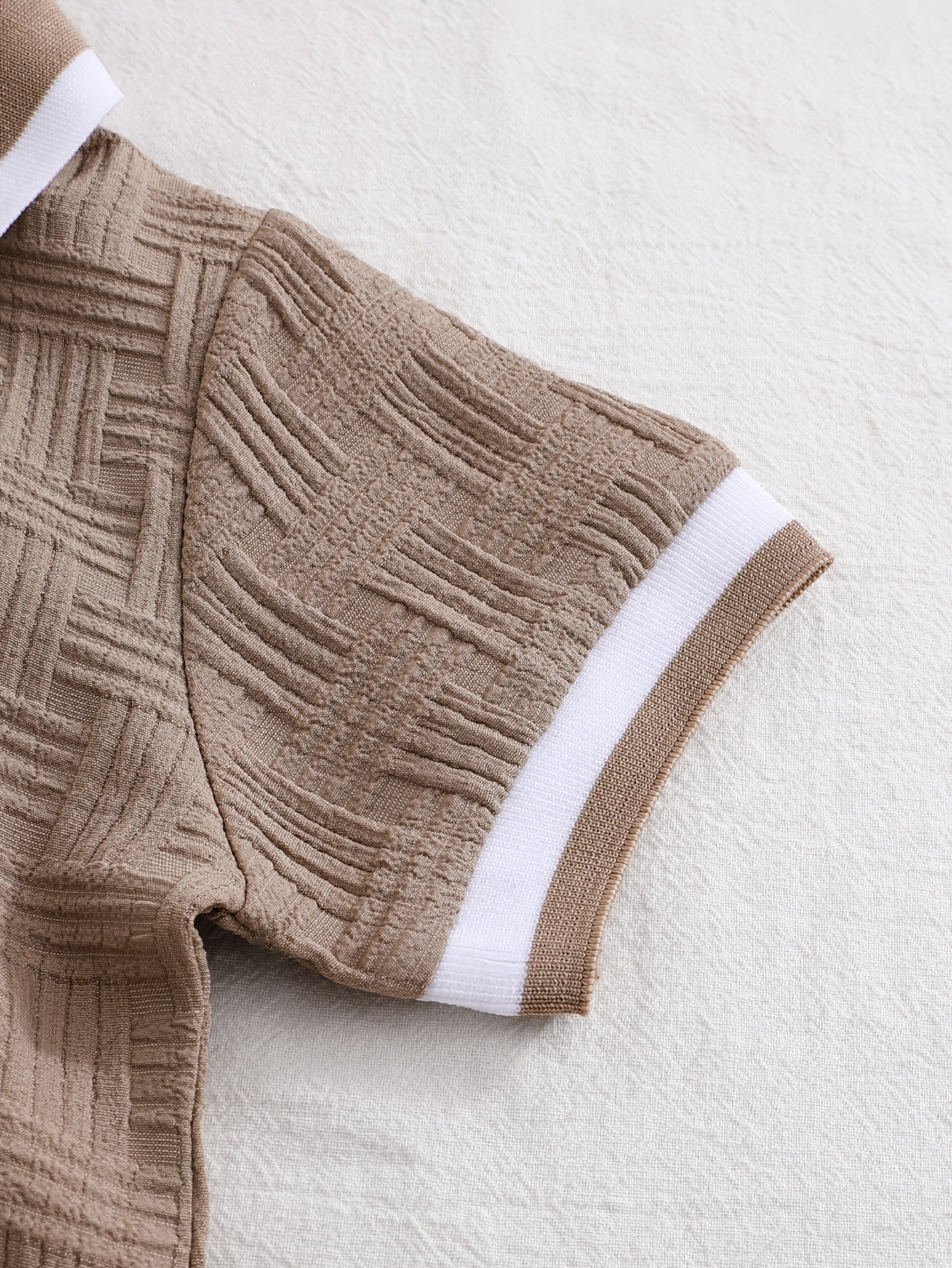 Ensemble d'été pour garçons, 2 pièces, polo et short, tissu jacquard idéal pour l'extérieur