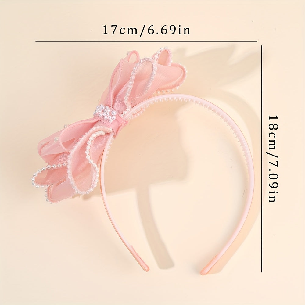 1 serre-tête élégant en tulle avec nœud, style doux, bandeau antidérapant, accessoire de coiffure idéal pour les fêtes et les vacances