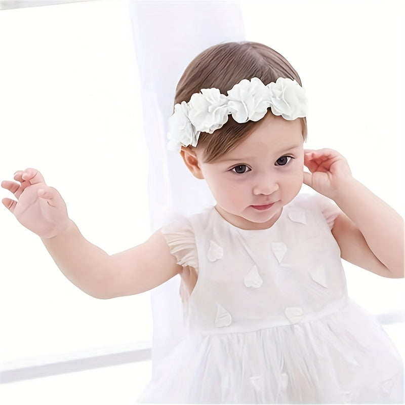1pc Bandeau Floral Blanc pour Enfants, Nouveau-né Fête Anniversaire Quotidien 4 Mois
