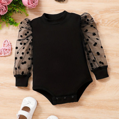 Body d'Été pour Bébés Filles - Rayures Unies avec Manches en Dentelle, Respirant et Confortable, Lavable en Machine Coupe Régulière pour Jeux Extérieurs & Tenue Décontractée, Parfait pour l'Extérieur