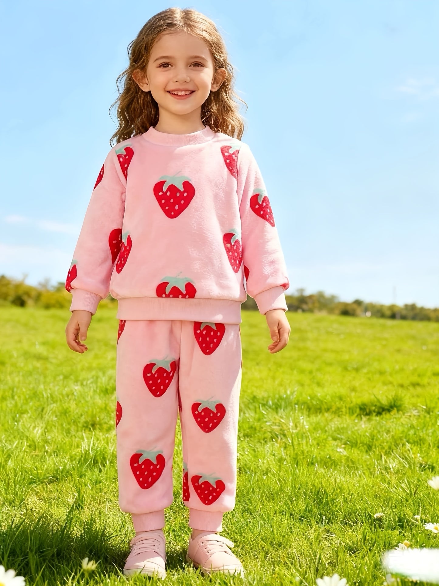 Costume en Flanelle Épaisse à la Mode pour Enfants pour Filles, Ensemble Deux Pièces pour Automne et Hiver, Nouveau Style de Sous-vêtements pour Enfants