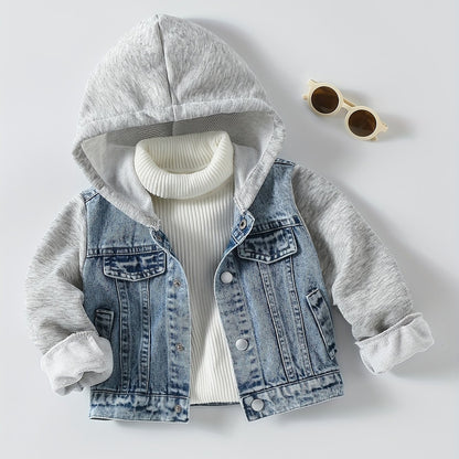 Veste à capuche bleu clair avec manches délavées - Manteau extérieur doux non extensible adapté pour &, lavable en machine - Veste décontractée