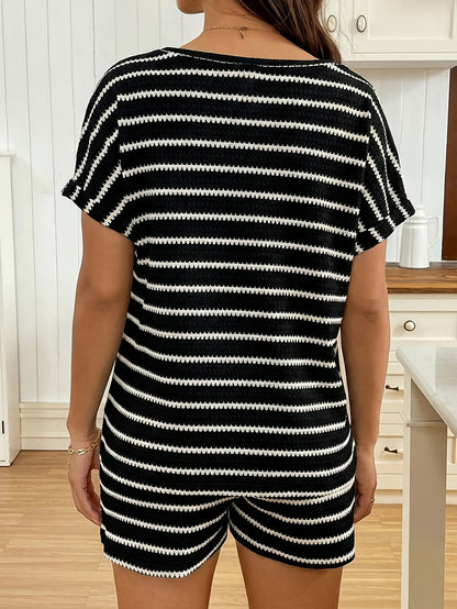 Ensemble deux pièces pour femmes enceintes noir et blanc, ensemble deux pièces pour femmes enceintes, T-shirt rayé surdimensionné pour femmes
