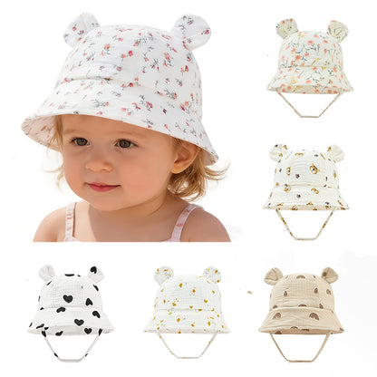 Chapeau de soleil d'été pour bébé 0-1 an, casquette pare-soleil pour bébé, chapeau de pêcheur, chapeau de soleil respirant pour nourrisson, chapeau de plage d'extérieur, 3-12 mois, garçons et filles, casquette décontractée imprimée
