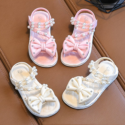 Nouvelles Sandales Princesse pour Bébés Filles, Motif Floral et Matière Verte, Collier de Soie, Perles, Faciles à Enfiler, Légères et Respirantes, Semelle Épaisse Résistante à l'Usure, Amorti Puissant, Sandales Cool et Confortables