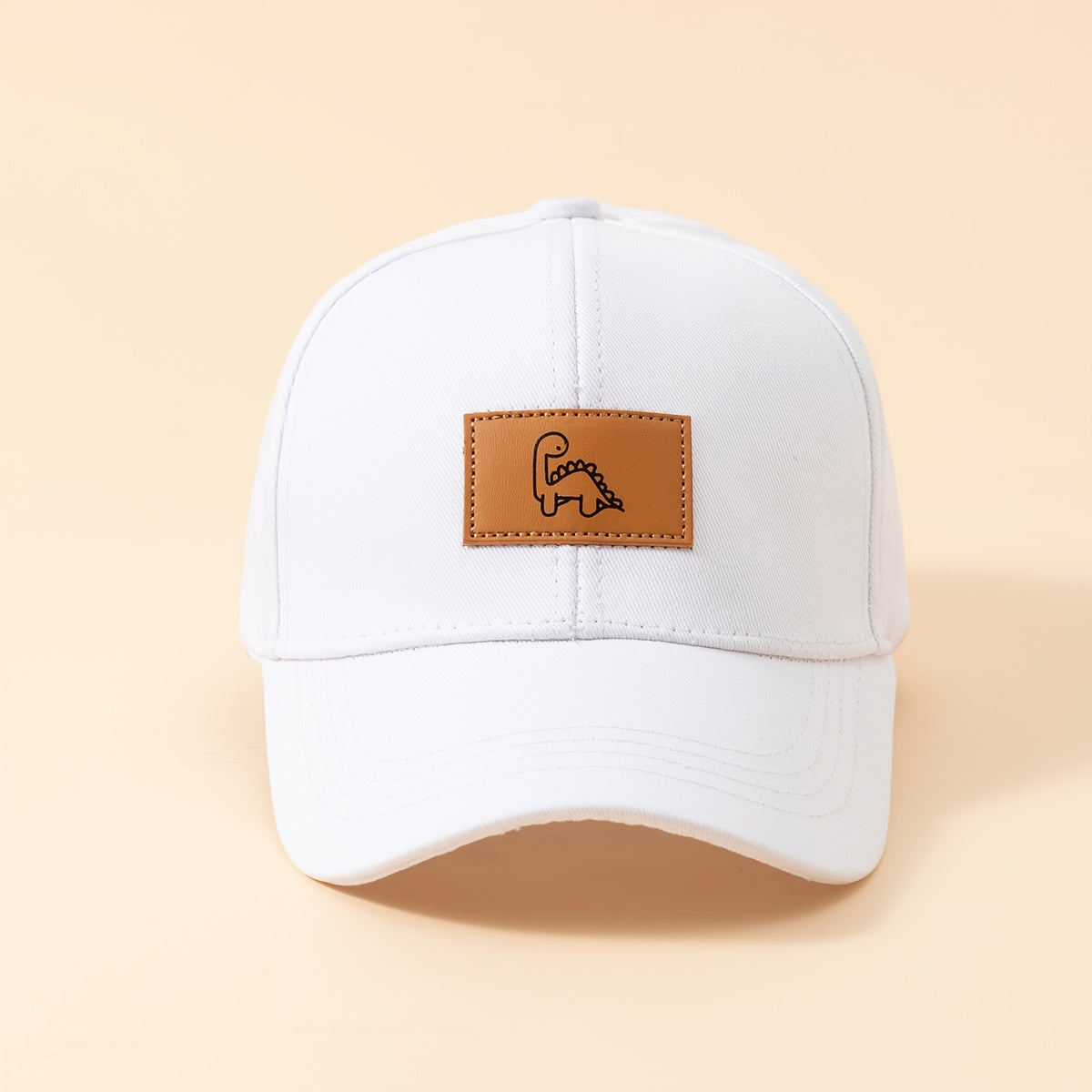 Casquette de baseball pour enfants avec écusson en cuir de dinosaure, adaptée à la  solaire en extérieur et à une tenue décontractée quotidienne