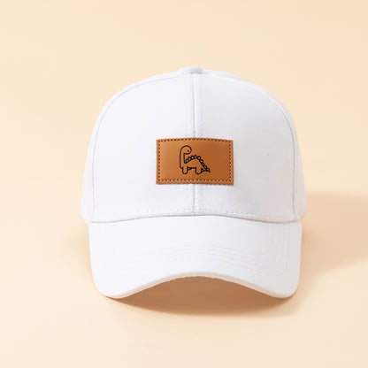 Casquette de baseball pour enfants avec écusson en cuir de dinosaure, adaptée à la  solaire en extérieur et à une tenue décontractée quotidienne
