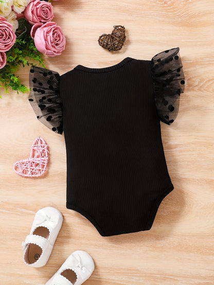 Combinaison Décontractée pour Bébé Fille Été Européen et Américain, Rayures Unies + Manches en Dentelle, Tendance et Confortable, Idéale pour l'Extérieur
