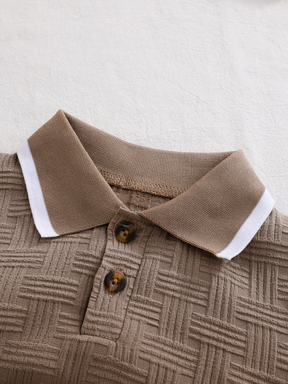 Ensemble d'été pour garçons, 2 pièces, polo et short, tissu jacquard idéal pour l'extérieur