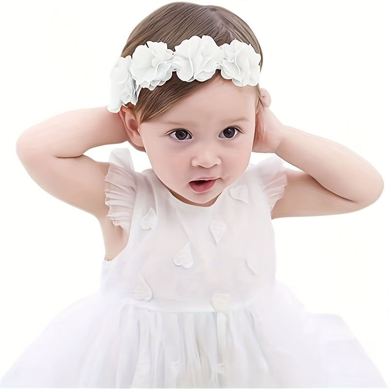 1pc Bandeau Floral Blanc pour Enfants, Nouveau-né Fête Anniversaire Quotidien 4 Mois