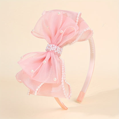 1 serre-tête élégant en tulle avec nœud, style doux, bandeau antidérapant, accessoire de coiffure idéal pour les fêtes et les vacances