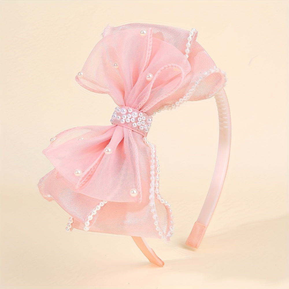 1 serre-tête élégant en tulle avec nœud, style doux, bandeau antidérapant, accessoire de coiffure idéal pour les fêtes et les vacances