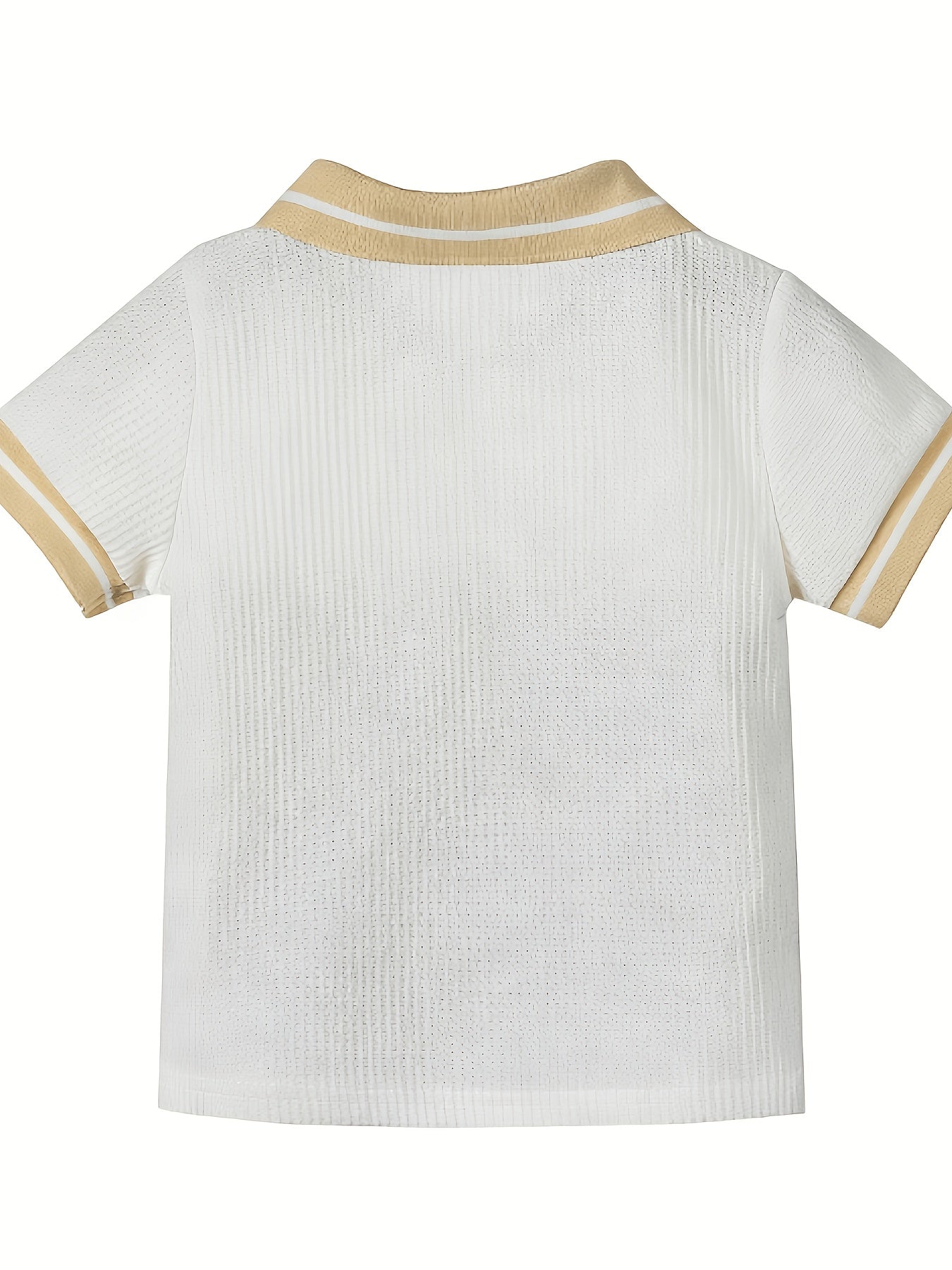 T-shirt polo bébé garçon tendance décontracté, polyvalent, col gaufré classique boutonné, semi-ouvert