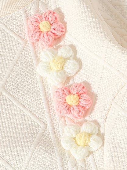 Ensemble élégant pour bébé fille comprenant un sweat-shirt à fleurs tridimensionnelles et un pantalon à manches longues, idéal pour l'extérieur