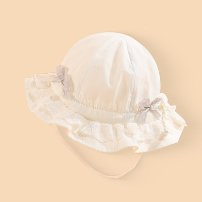 1 chapeau de pêcheur pour bébé, style court, avec nœud et pare-soleil, en dentelle respirante, adapté à toutes les occasions, idéal pour les filles au printemps et en été, pour jouer dehors au quotidien