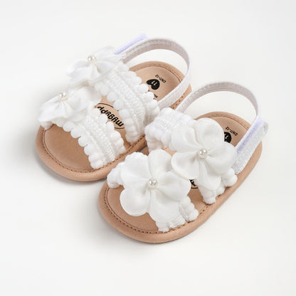 Sandales d'été pour bébé fille avec fleur, semelle souple, chaussures habillées pour nouveau-né, tout-petit, premier pas, lit bébé
