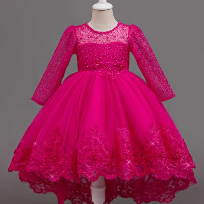 Nouvelle robe de princesse en dentelle de marque tendance, robe à volants brodée pour mariages, anniversaires, piano et autres occasions spéciales