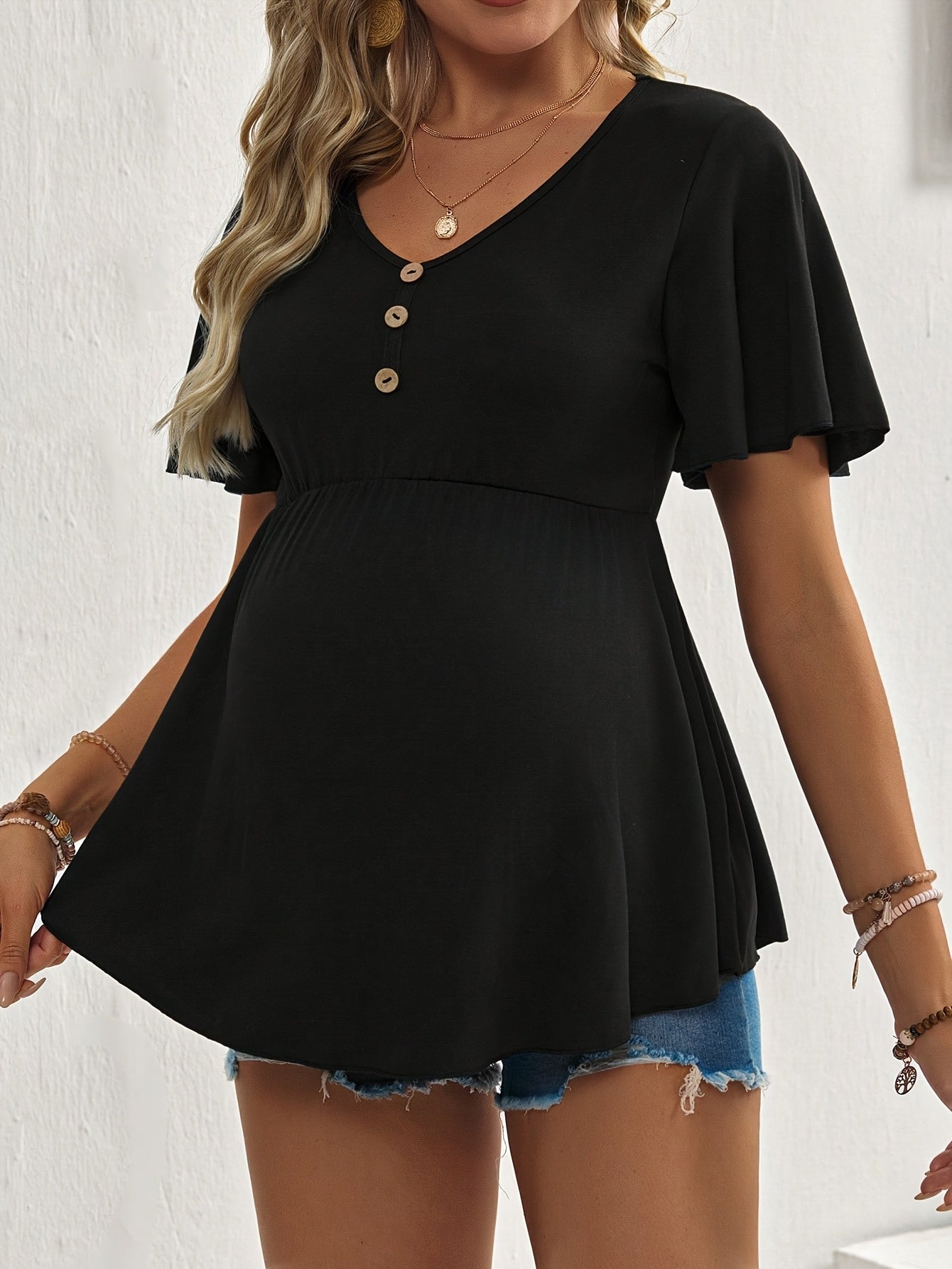 T-shirt de maternité à manches courtes confortable pour femmes, parfait pour le printemps et l'été