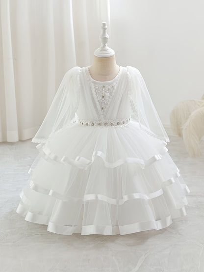 Nouvelle robe pour fille pour la rentrée scolaire et la saison des mariages, robe de princesse pour fille, pour animatrice/artiste avec châle, décoration nœud en strass, robe de style créateur de niche pour anniversaires, Noël, Halloween