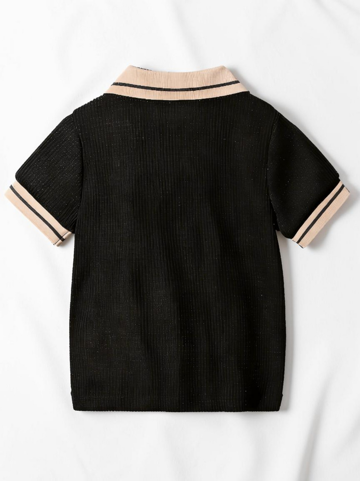 Polo bébé garçon Le Cocon d'Or noir en maille polyester avec col et bords de manches contrastés beige