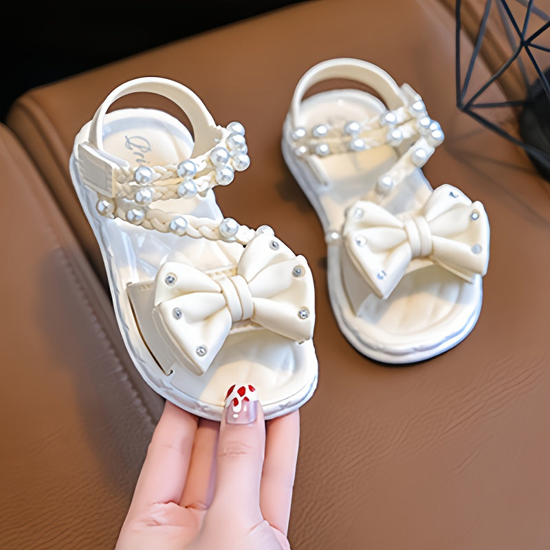 Nouvelles Sandales Princesse pour Bébés Filles, Motif Floral et Matière Verte, Collier de Soie, Perles, Faciles à Enfiler, Légères et Respirantes, Semelle Épaisse Résistante à l'Usure, Amorti Puissant, Sandales Cool et Confortables