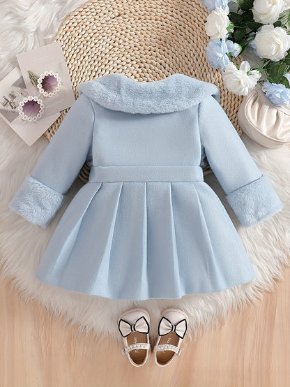 Tenue de la Saint-Valentin pour Fille, Cardigan à Revers en Peluche Irrégulière pour Fille Automne/Hiver avec Patchwork en Fausse Fourrure, Nœud en Mélange, Veste Cardigan à Boutons. Convient pour les Sorties, les Cadeaux, les Vêtements de la Rentrée Scol