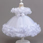 Robe de Princesse Élégante pour Filles avec Corsage à Volants et Jupe Évasée - Tenue Formelle en A-Ligne avec Taille Perlée pour Mariages, Fêtes, Spectacles - Lavage à la Main Uniquement, Vêtements de Scène | Matière Non Extensible, Robes de Princesse pou