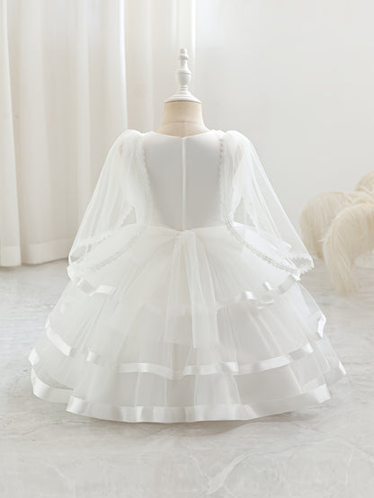 Nouvelle robe pour fille pour la rentrée scolaire et la saison des mariages, robe de princesse pour fille, pour animatrice/artiste avec châle, décoration nœud en strass, robe de style créateur de niche pour anniversaires, Noël, Halloween