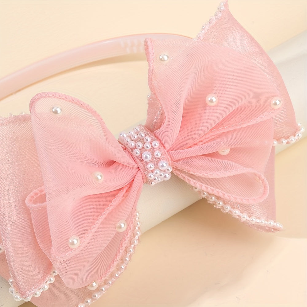 1 serre-tête élégant en tulle avec nœud, style doux, bandeau antidérapant, accessoire de coiffure idéal pour les fêtes et les vacances