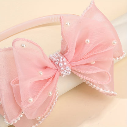 1 serre-tête élégant en tulle avec nœud, style doux, bandeau antidérapant, accessoire de coiffure idéal pour les fêtes et les vacances
