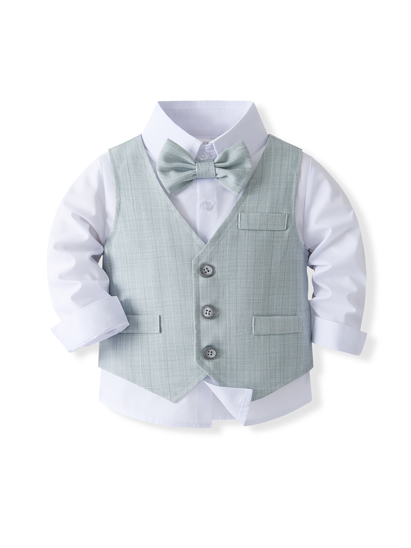 Tenue de Gentleman pour Fête d'Anniversaire Bébé. Vêtements pour Enfants. Costume de Banquet de Mariage Tendance pour Enfants. Chemise et Gilet et Pantalon et Nœud Papillon Ensemble Tendance pour Garçons. Costume de Photographie Formelle pour Bébés. Vêtem