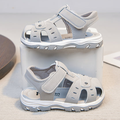 Sandales d'été pour garçon avec embout -coup de pied, chaussures de plage à semelle souple antidérapante, chaussures décontractées bébé à scratch, à la mode et polyvalentes pour un usage quotidien
