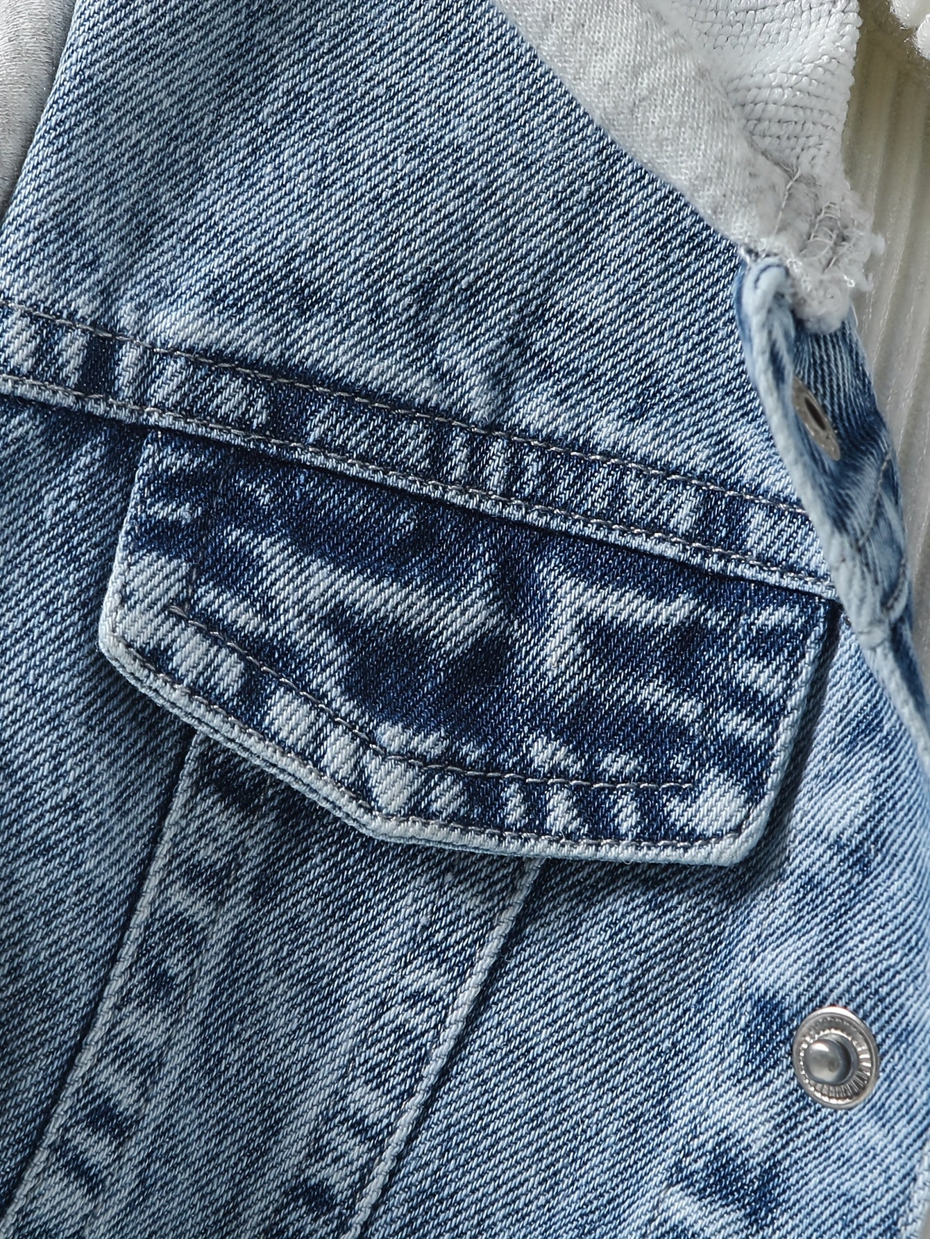 Veste à capuche bleu clair avec manches délavées - Manteau extérieur doux non extensible adapté pour &, lavable en machine - Veste décontractée