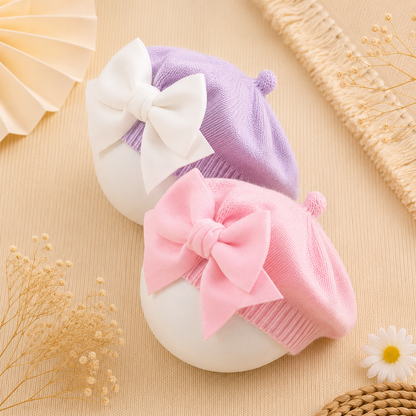2-Piece Baby Bow Beret