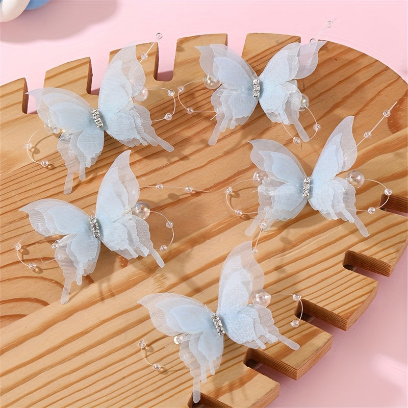 25/5 pièces Barrettes Papillon 3D Mignonnes pour Ados Filles - Accessoires Cheveux Dégradé Pastel Violet & Rose à Couches en Filet, Barrettes Style Printemps Été Extérieur, Épingles à Cheveux en Forme de Papillon (Cadeau Saint-Valentin)