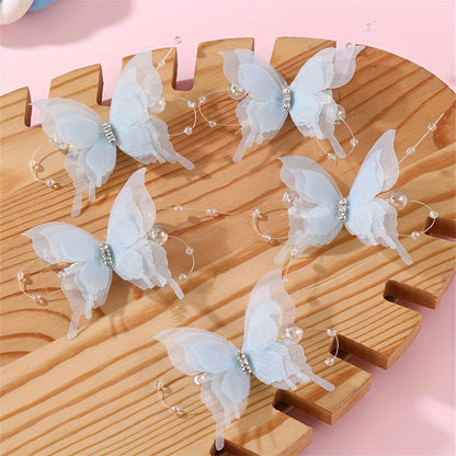 25/5 pièces Barrettes Papillon 3D Mignonnes pour Ados Filles - Accessoires Cheveux Dégradé Pastel Violet & Rose à Couches en Filet, Barrettes Style Printemps Été Extérieur, Épingles à Cheveux en Forme de Papillon (Cadeau Saint-Valentin)