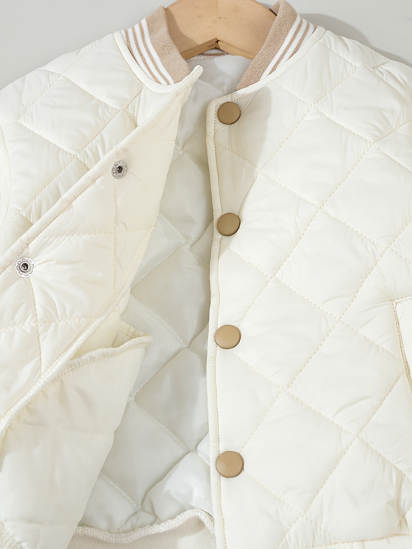 Veste d'automne-hiver légère pour enfants, convient aux garçons et aux filles - Petite veste de baseball chaude boutonnée, matelassée en losanges avec col montant, idéale pour l'école, le sport, les temps froids décontractés et les activités de plein air,