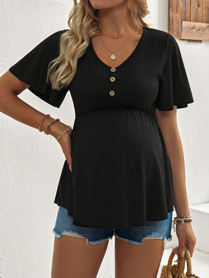 T-shirt de maternité à manches courtes confortable pour femmes, parfait pour le printemps et l'été