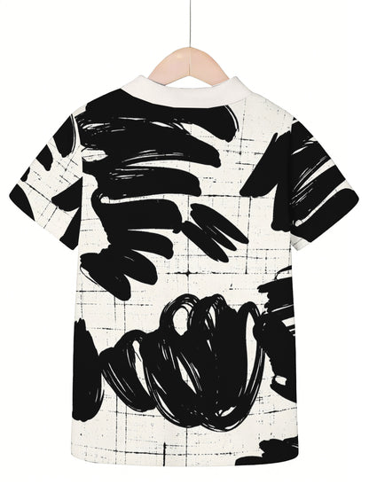[Nouvelle Collection] Imprimé – Design aléatoire numérique sans texture, tenue tendance, mode printemps été, vêtement polyvalent, manches courtes, décontracté, polo pour sorties