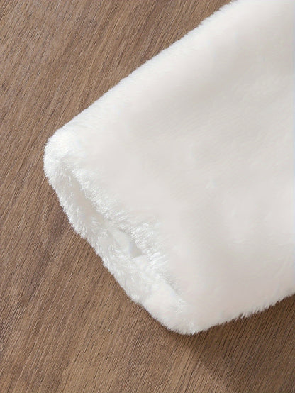 Châle Cardigan Cape pour Fille, à la Mode, Court, à Manches Longues, en Tissu Pelucheux de Couleur Unie, Veste Cardigan d'Hiver Chaude, Vêtement d'Extérieur Cardigan Décontracté, Élégant et Simple