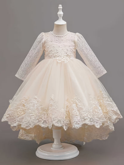 Nouvelle robe de princesse en dentelle de marque tendance, robe à volants brodée pour mariages, anniversaires, piano et autres occasions spéciales