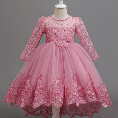 Nouvelle robe de princesse en dentelle de marque tendance, robe à volants brodée pour mariages, anniversaires, piano et autres occasions spéciales