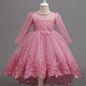 Nouvelle robe de princesse en dentelle de marque tendance, robe à volants brodée pour mariages, anniversaires, piano et autres occasions spéciales