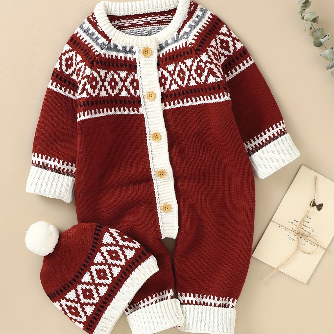 Combinaison-pantalon à manches longues et boutons à motif géométrique pour nouveau-né, adaptée aux bébés garçons et filles, pour une utilisation en intérieur et en extérieur.