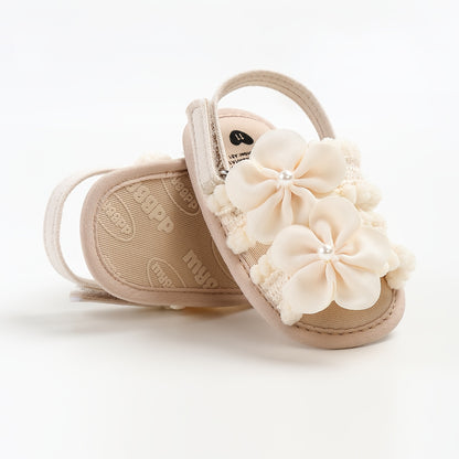 Sandales d'été pour bébé fille avec fleur, semelle souple, chaussures habillées pour nouveau-né, tout-petit, premier pas, lit bébé
