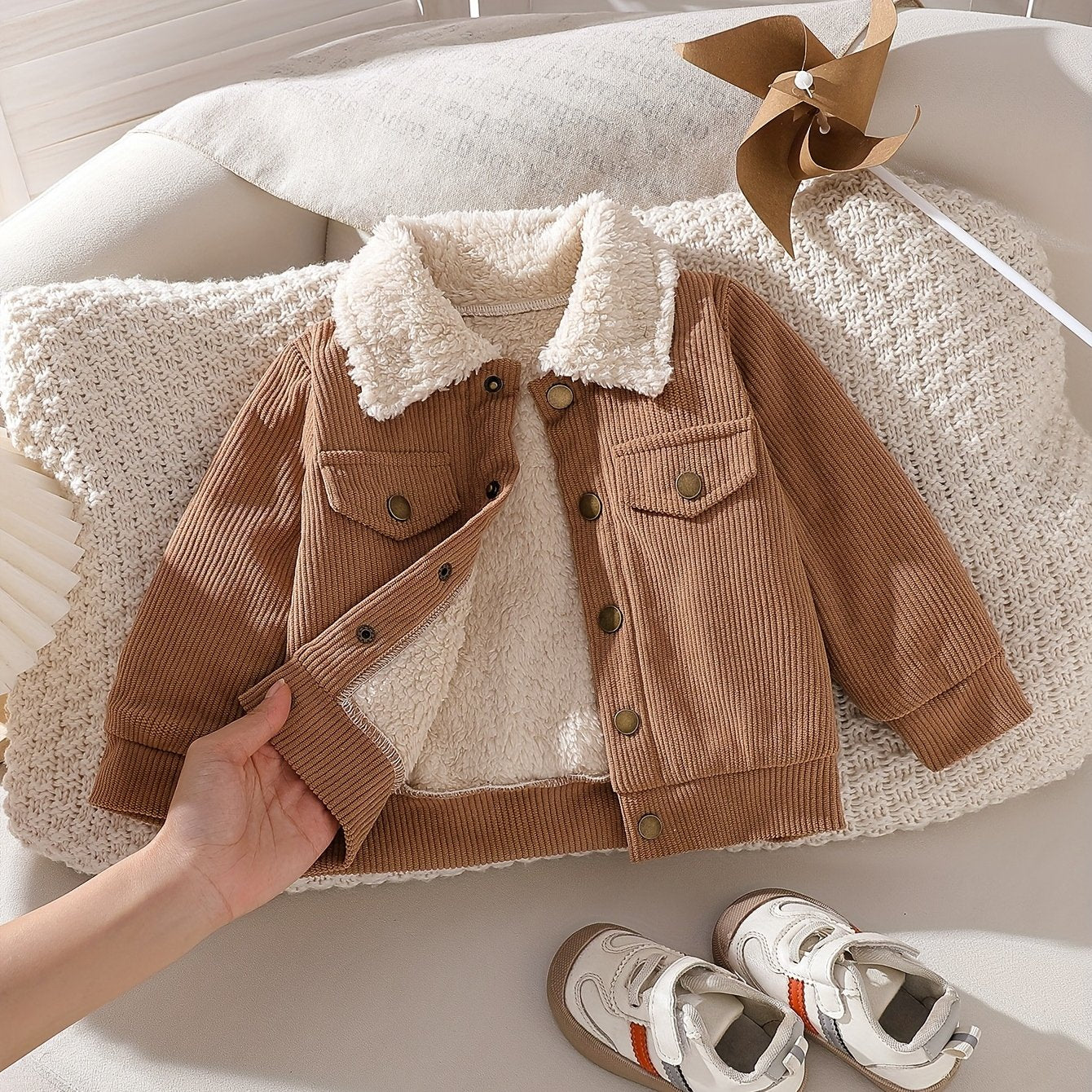 Veste à revers pour garçon avec fausse poche, vêtement d'extérieur pour garçon, convient pour les saisons d'automne et d'hiver, idéale pour les sports et jeux en plein air, veste pour garçon, tenue de rentrée scolaire, saison de la rentrée scolaire, cadea