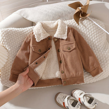 Veste à revers pour garçon avec fausse poche, vêtement d'extérieur pour garçon, convient pour les saisons d'automne et d'hiver, idéale pour les sports et jeux en plein air, veste pour garçon, tenue de rentrée scolaire, saison de la rentrée scolaire, cadea