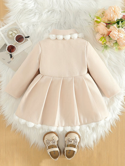 Manteau en Tweed à Col Dentelle avec Nœud pour Filles, Style Princesse Délicat, Manteau d'Hiver Chaud et Confortable, Tenue Mignonne et Douce, Idéal pour Occasions Spéciales, Fêtes, Sorties, Cadeau de Saint-Valentin ou Anniversaire pour Fille